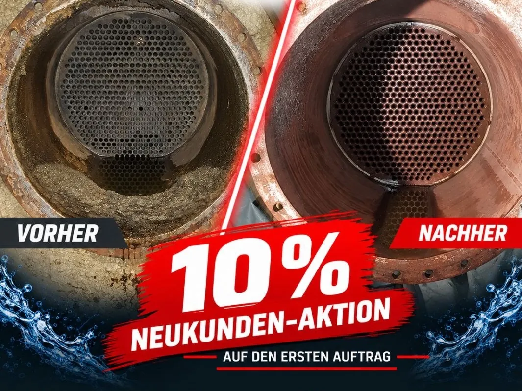 Rohrbündelwärmetauscher vorher verschmutzt und nachher gereinigt, 10 % Neukunden-Aktion